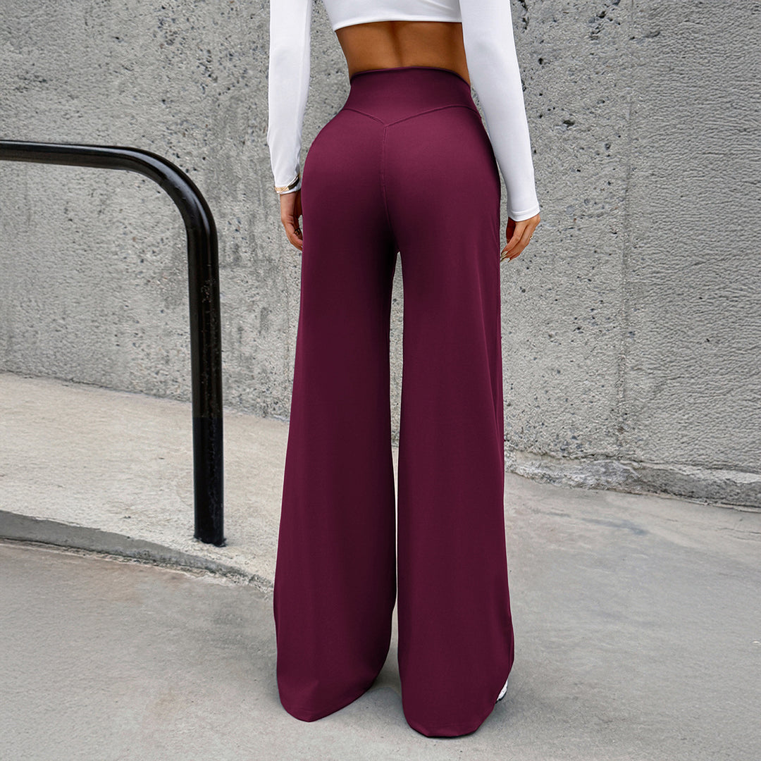 Damen nan hochgeschnittene formende Loungehose mit weitem Schlag und nahtlosem Komfortbund Drune