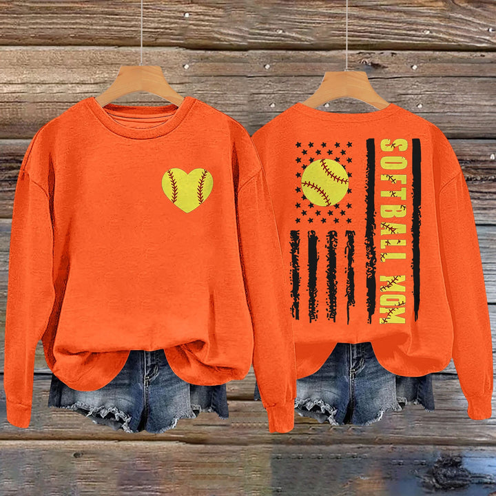 Damen Sweatshirt mit kreativem Softball-Design Drune