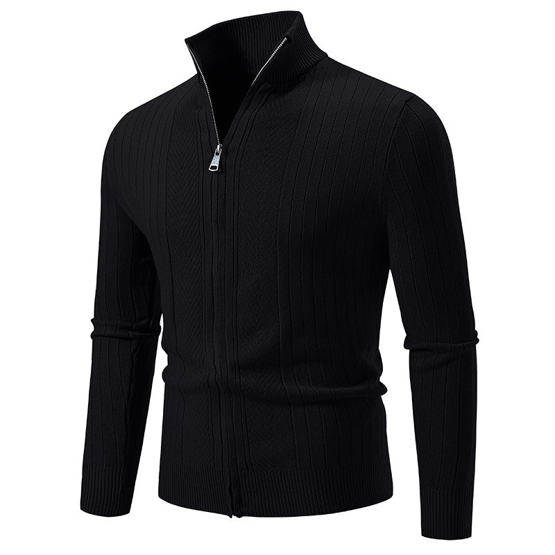 Herren Strickjacke mit modernem Reißverschluss und feiner Rippstruktur Drune