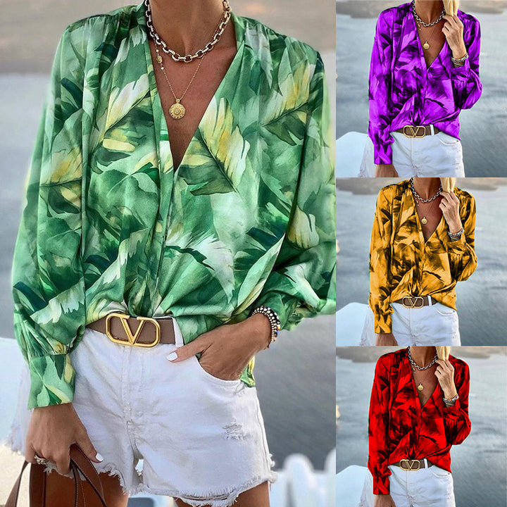 Damen Bluse mit floralem Muster und eleganter Schnittführung Drune