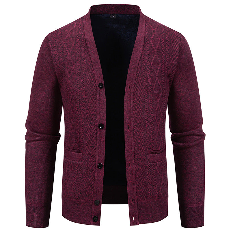 Herren klassische Strickjacke mit strukturiertem Design und praktischen Taschen Drune