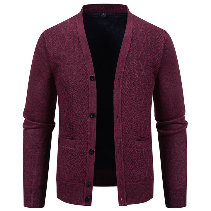 Herren klassische Strickjacke mit strukturiertem Design und praktischen Taschen Drune