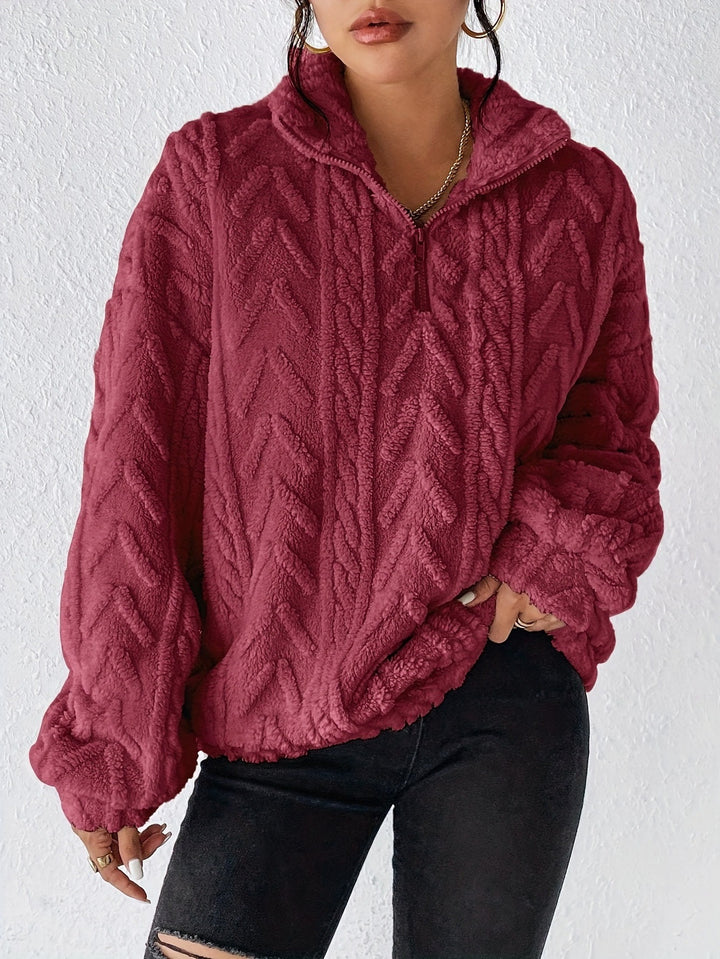 Damen Fleece Pullover mit hohem Kragen und strukturiertem Design Drune