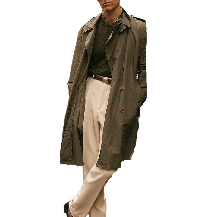 Herren Lange Trenchcoat im klassischen Stil mit praktischen Taschen Drune