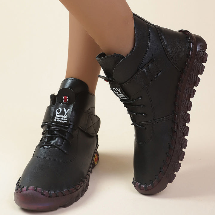 Damen nan knöchelhohe Komfort-Schnürbooties mit Klettverschluss und profilierter Gummilaufsohle Drune