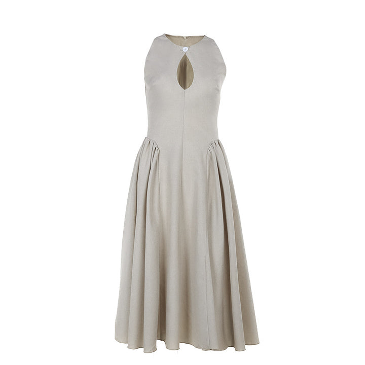 Damen Midi-Kleid mit schickem Schlüsselaugen-Ausschnitt und elegantem Rock Drune