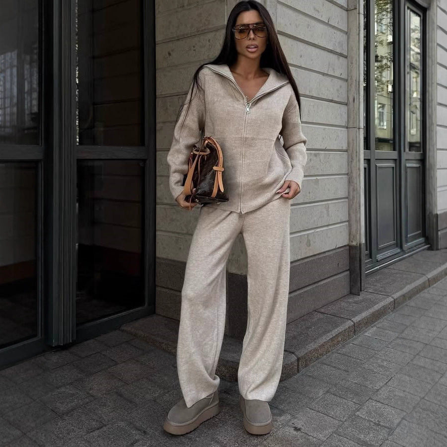 Damen Strickjacke mit hohem Kragen und Reißverschluss Drune