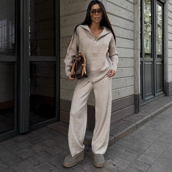 Damen Strickjacke mit hohem Kragen und Reißverschluss Drune