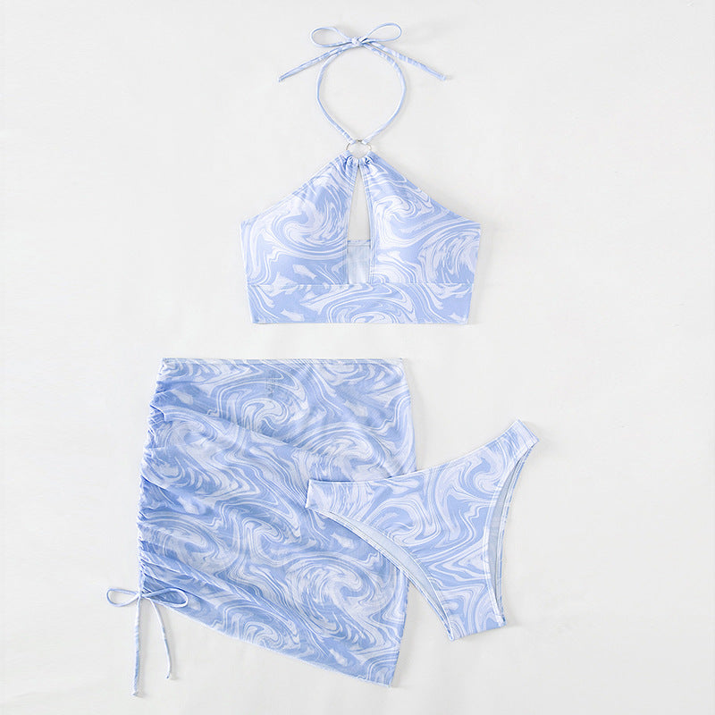 Damen Crop-Bikini-Set mit verspieltem Marmor-Design Drune