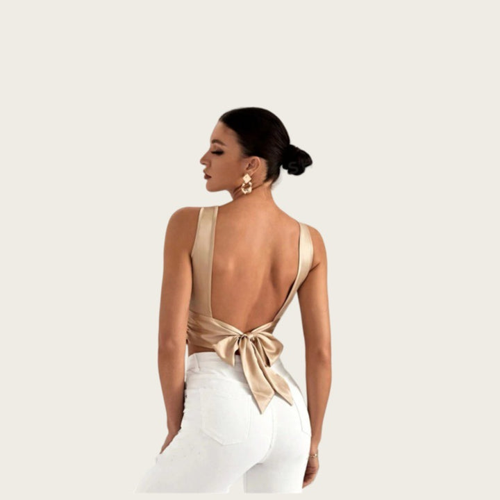 Damen elegantes ärmelloses Oberteil mit raffiniertem Drapierungsdesign Drune
