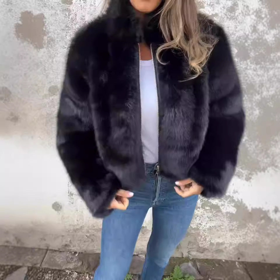 Damen Kuschelige Fleecejacke mit hohem Kragen Drune
