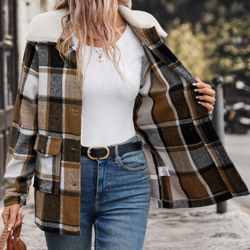 Damen Flanelljacke im klassischen Karomuster mit großen Taschen Drune