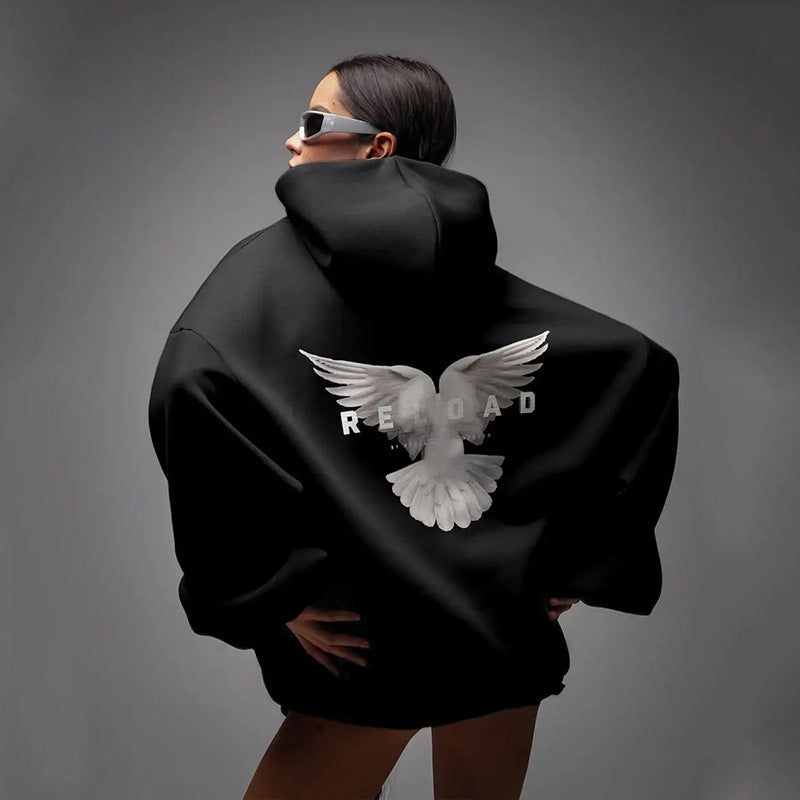 Damen Oversized Kapuzenpullover mit auffälligem Rückenprint Drune