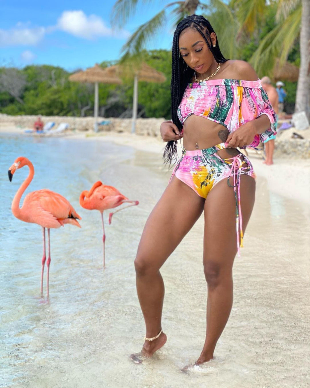 Damen Bikini-Set mit traumhaftem floralem Wickeldesign und hohem Beinausschnitt Drune