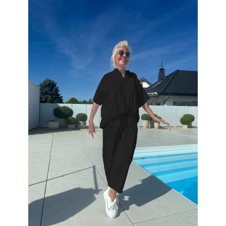 Damen komfortabler Jumpsuit mit elastischem Bund Drune