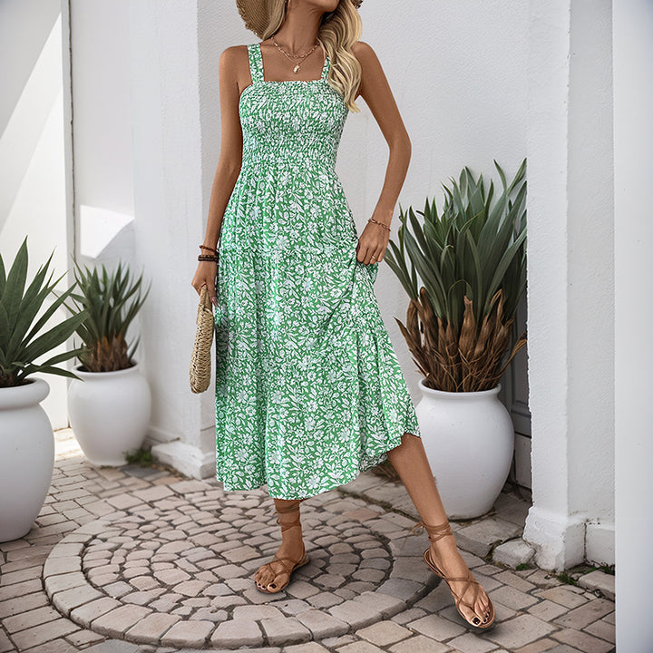 Damen Boho Maxikleid mit verstellbaren Trägern und floralem Design Drune