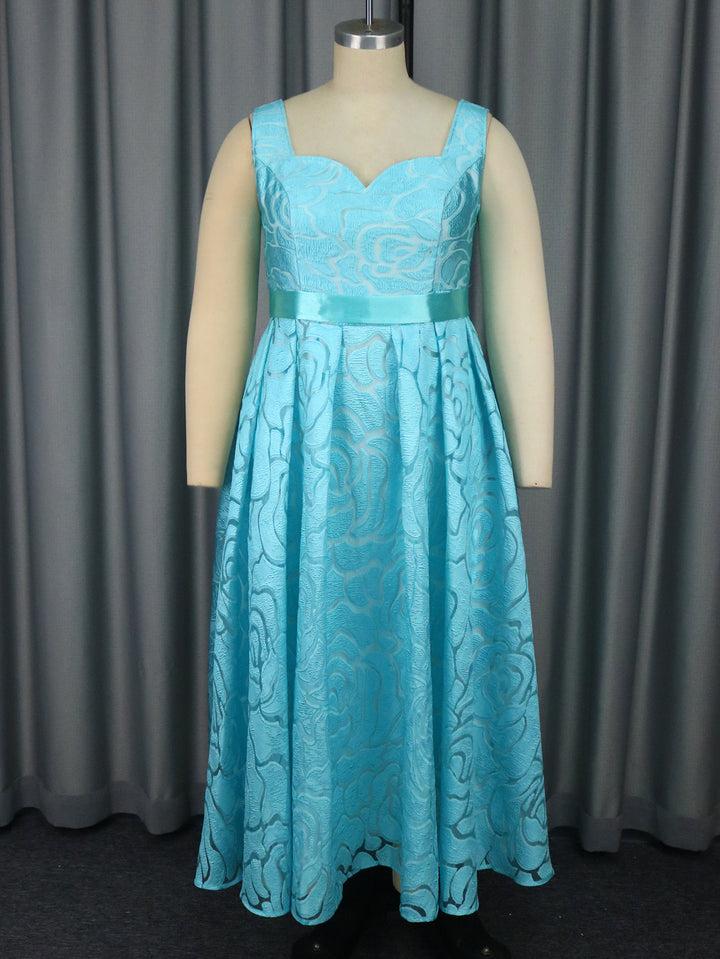 Damen Elegantes A-Linien Kleid mit floralem Jacquard-Muster Drune