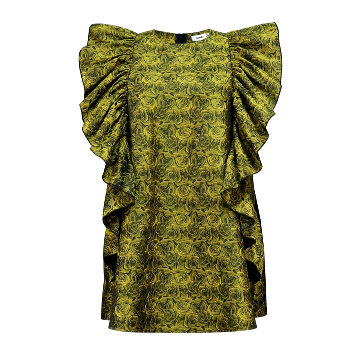 Damen Kleid mit voluminösen Rüschen und floralem Muster Drune