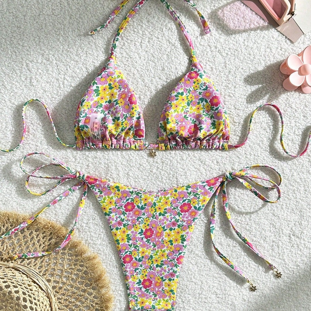 Damen Triangel-Bikini mit verspieltem Blumendesign Drune