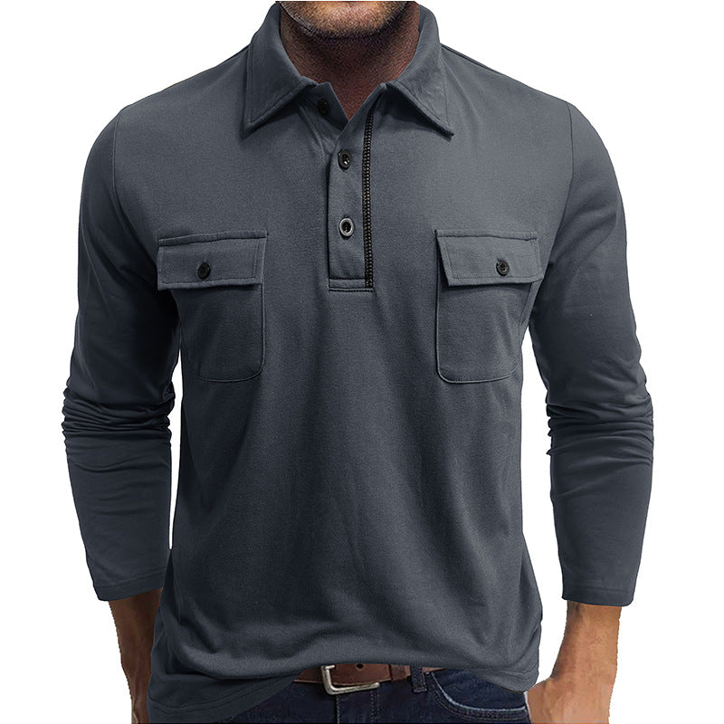 Drune | Poloshirts Baumwollmischung Reguläre Passform Lange Ärmel Klappentaschen