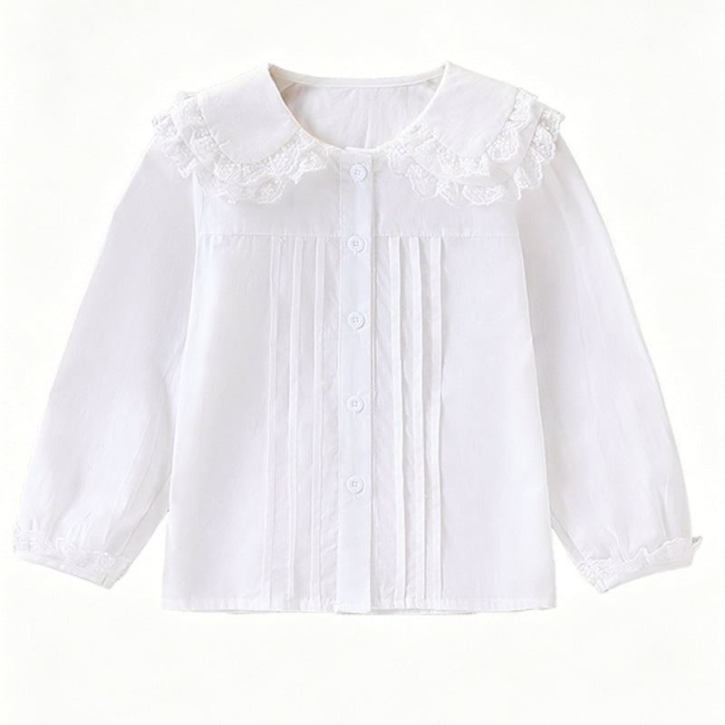 Damen elegante Bluse mit Spitzenkragen Drune