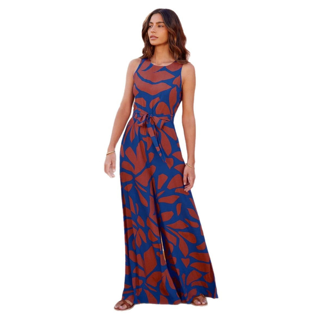 Damen Florales Maxikleid mit Bindegürtel und elegantem Schnitt Drune