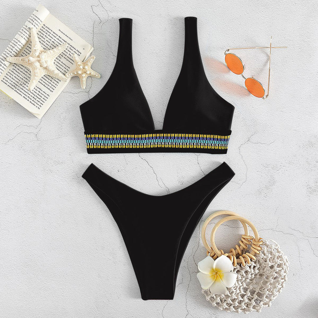 Damen Bikini-Set mit elegantem V-Ausschnitt und geschmackvollem Detail Drune