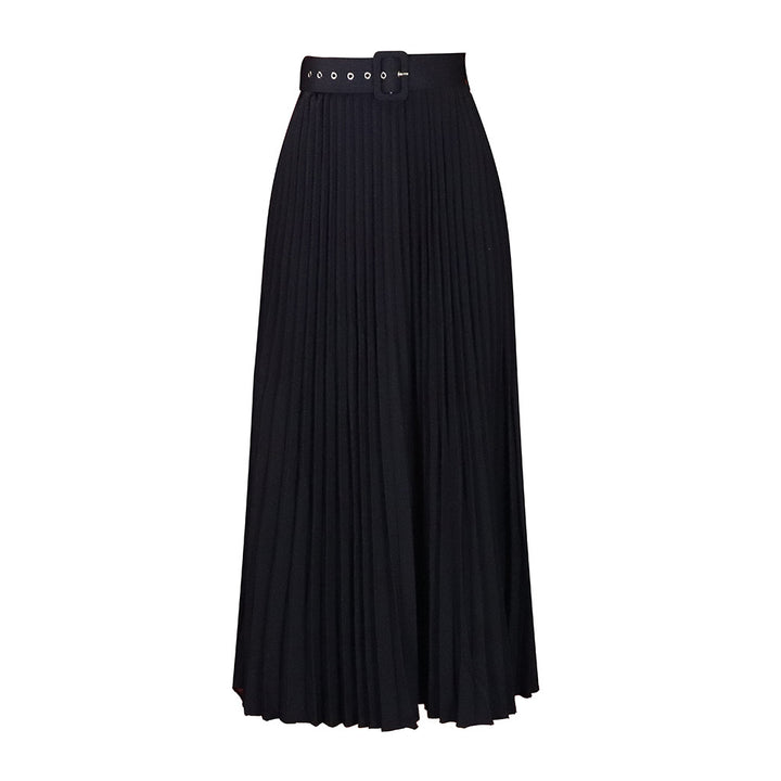 Damen Plissierter Midirock mit elegante Taillierung und abnehmbarem Gürtel Drune