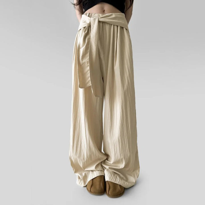 Damen Weite Stoffhose mit Bindegürtel Drune