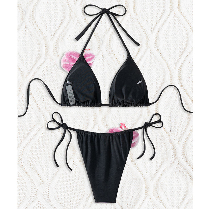 Damen Triangel-Bikini mit dekorativen Orchideen-Details Drune