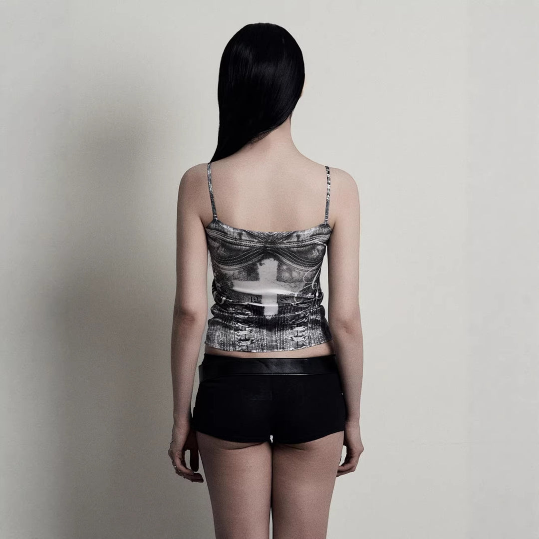 Damen Camisole-Top mit grafischem Druck und verführerischem Schnitt Drune