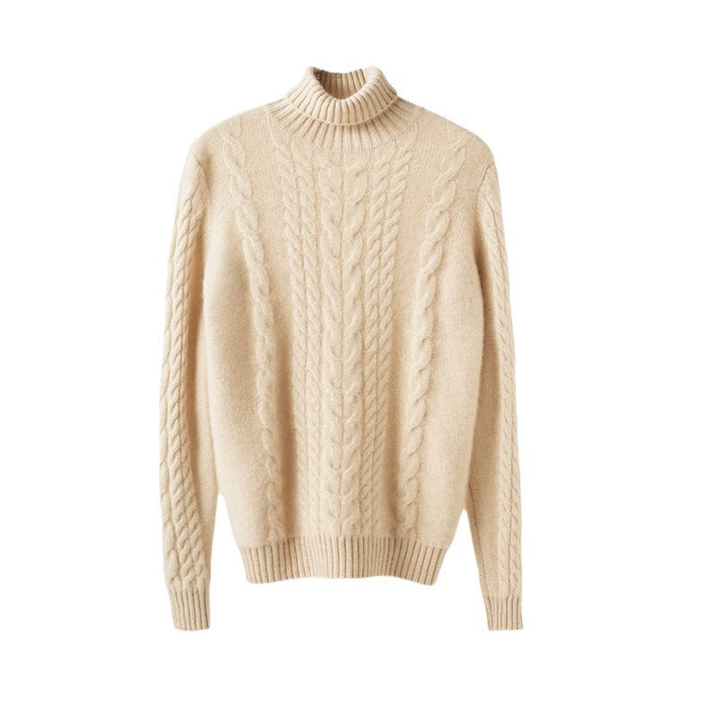 Damen Grobstrickpullover mit hohem Kragen und strukturiertem Zopfmuster Drune