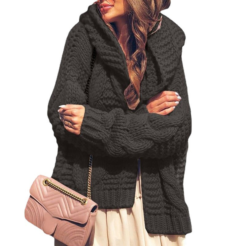 Damen Grobstrickjacke mit voluminösen Ärmeln und modernem Design Drune