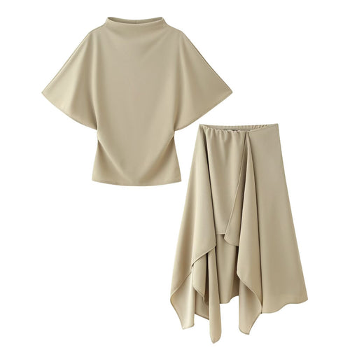 Damen-Set mit elegantem schwingendem Oberteil und fließendem Rock Drune