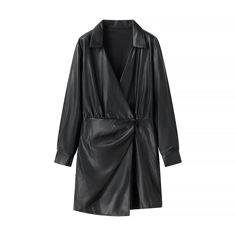 Damen Kunstleder Mantel Drune