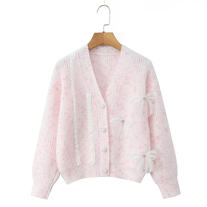 Damen Kuschelige Strickjacke mit zarten Schleifendetails Drune