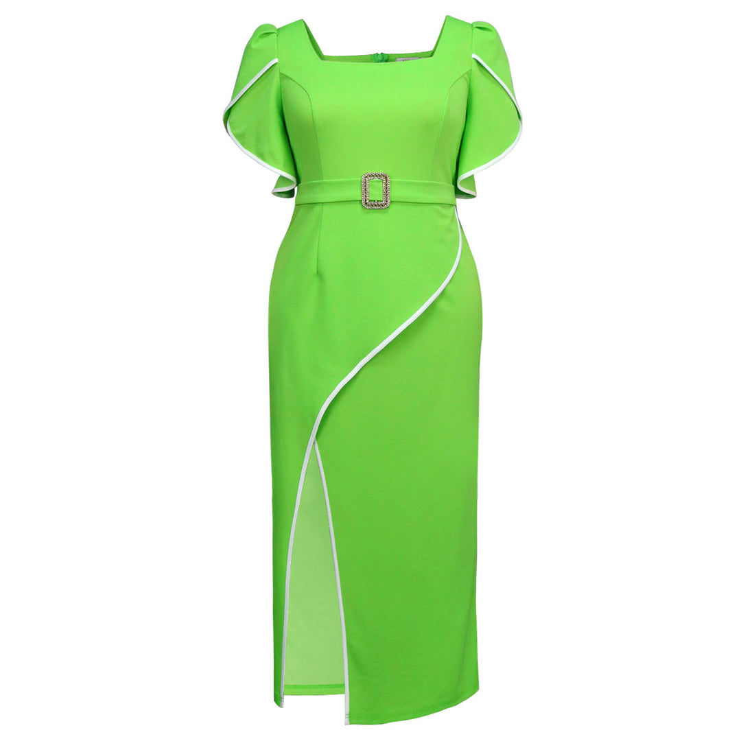 Damen Elegantes Maxikleid mit asymmetrischem Schlitz und Rüschendetails Drune