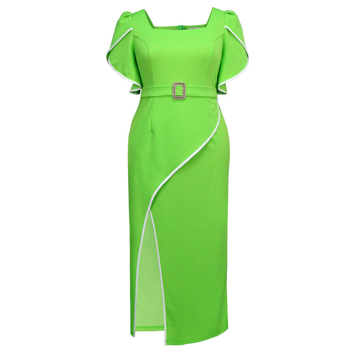 Damen Elegantes Maxikleid mit asymmetrischem Schlitz und Rüschendetails Drune