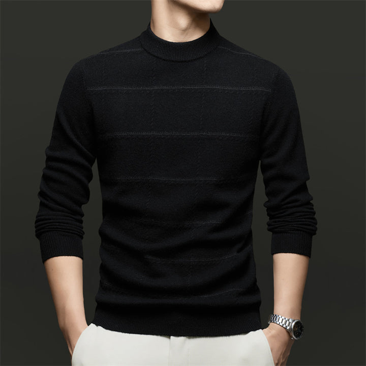 Herren Strickpullover mit elegantem Stehkragen und feiner Struktur Drune