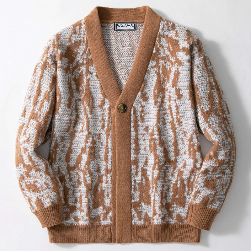 Herren modischer Strick-Cardigan mit stylishem Muster und V-Ausschnitt Drune