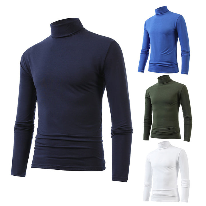 Herren nan schlankes Rollkragen-Langarmshirt aus feinem Baumwoll-Stretch Slim Fit Drune