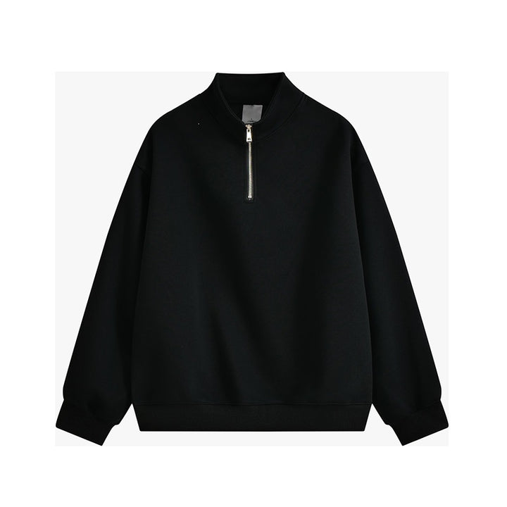 Unisex oversized Halbzip-Sweatshirt mit Stehkragen, Rippbündchen und weichem Fleece-Innenfutter Drune