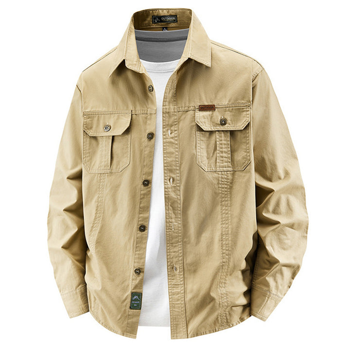 Herren nan leichte Overshirt-Jacke mit Klappbrusttaschen und klassischem Hemdkragen Drune