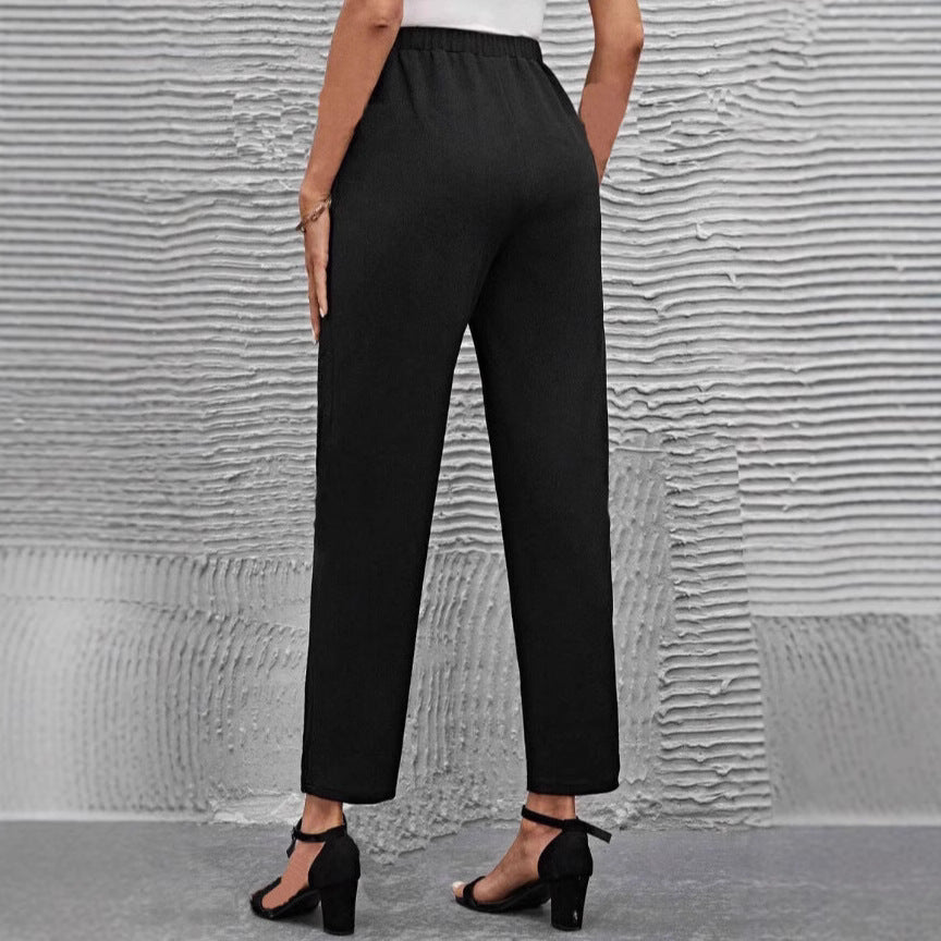 Damen nan hochgeschnittene konisch geschnittene Business-Hose mit elastischem Bund und seitlichen Eingrifftaschen Drune