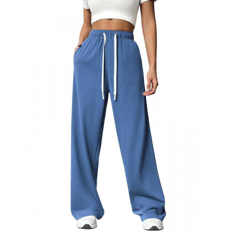 Damen Bequeme und lässige Freizeithose mit weitem Schnitt und elastischem Bund Drune