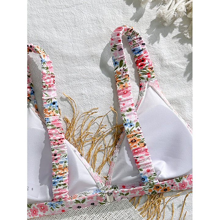 Damen Triangel-Bikini-Oberteil mit verspieltem Blumendesign Drune