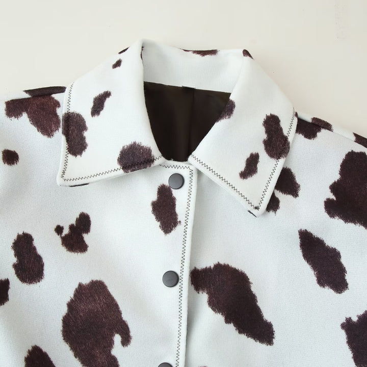Damen modische Jacke im kreativen Kuhmotiv Drune