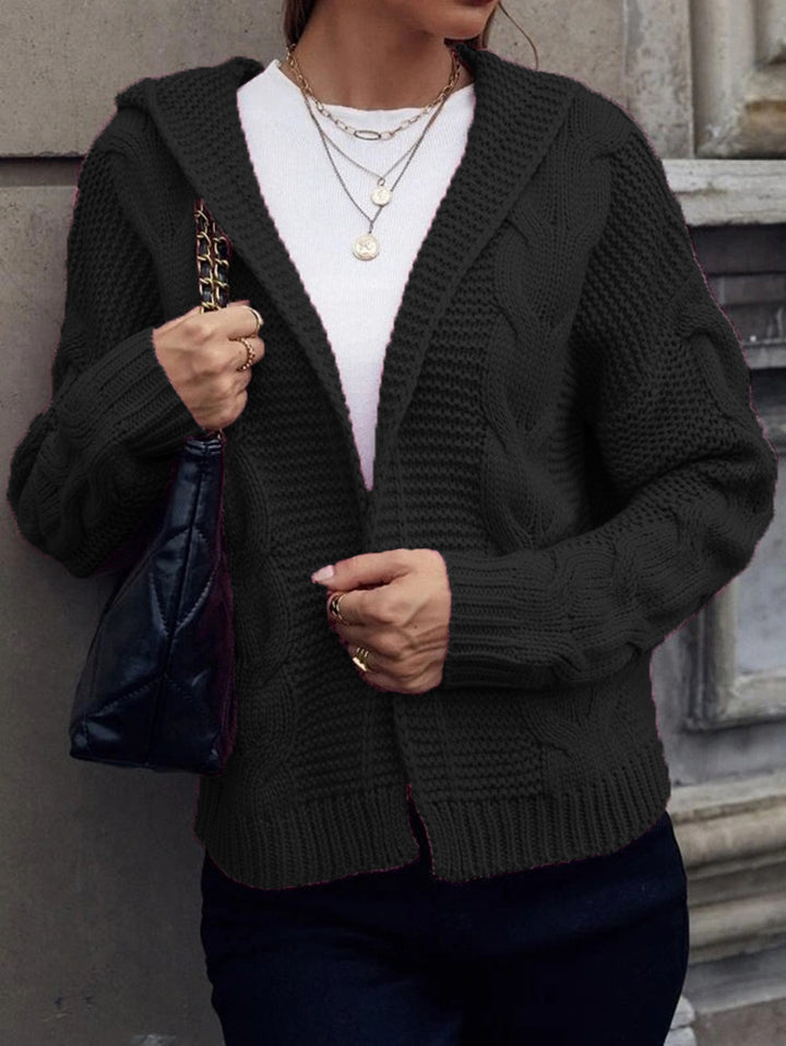 Damen Grobstrick-Cardigan mit Kapuze und strukturiertem Zopfmuster Drune