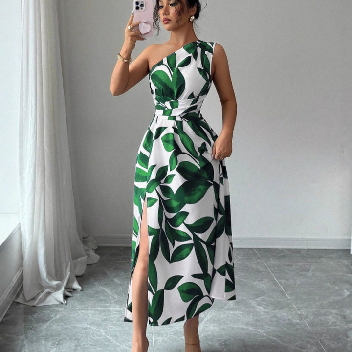 Damen Maxikleid mit asymmetrischem Schnitt und floralem Design Drune