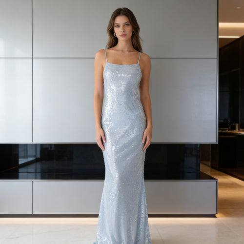Damen Glamouröses Longtime Abendkleid mit Pailletten Drune